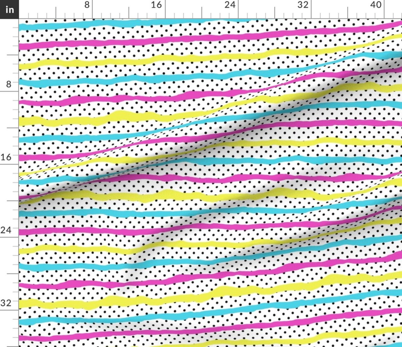 Neon Party Stripes Polka Dots Festive Celebration Birthday 90S 80S Blue Yellow Pink Custom Printed Fabric by Spoonflower Various Fabrics by the Yard or Fat Quarter